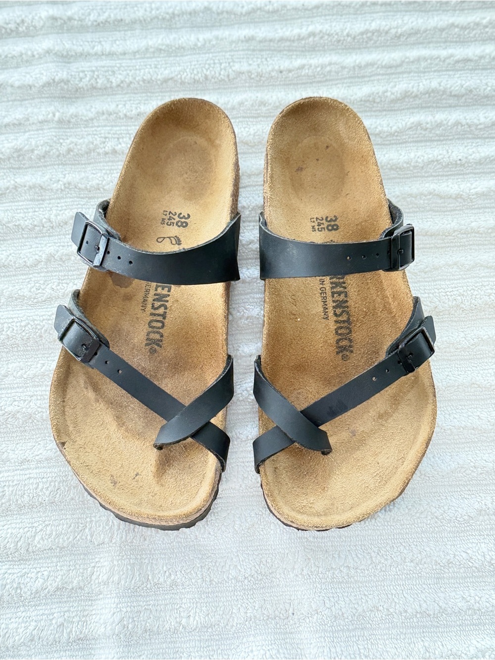 Birkenstock Mayari Black Double-Strap Toe-Cross Sandals